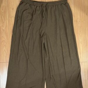 CIDER Brown Ribbed Lined Wide-Leg Lounge Pants – Hidden Pockets – 4XL